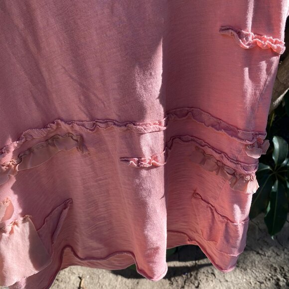 Women's J Crew Sleeveless Dusty Rose Blouse with Ruffles Size Medium - Picture 4 of 7